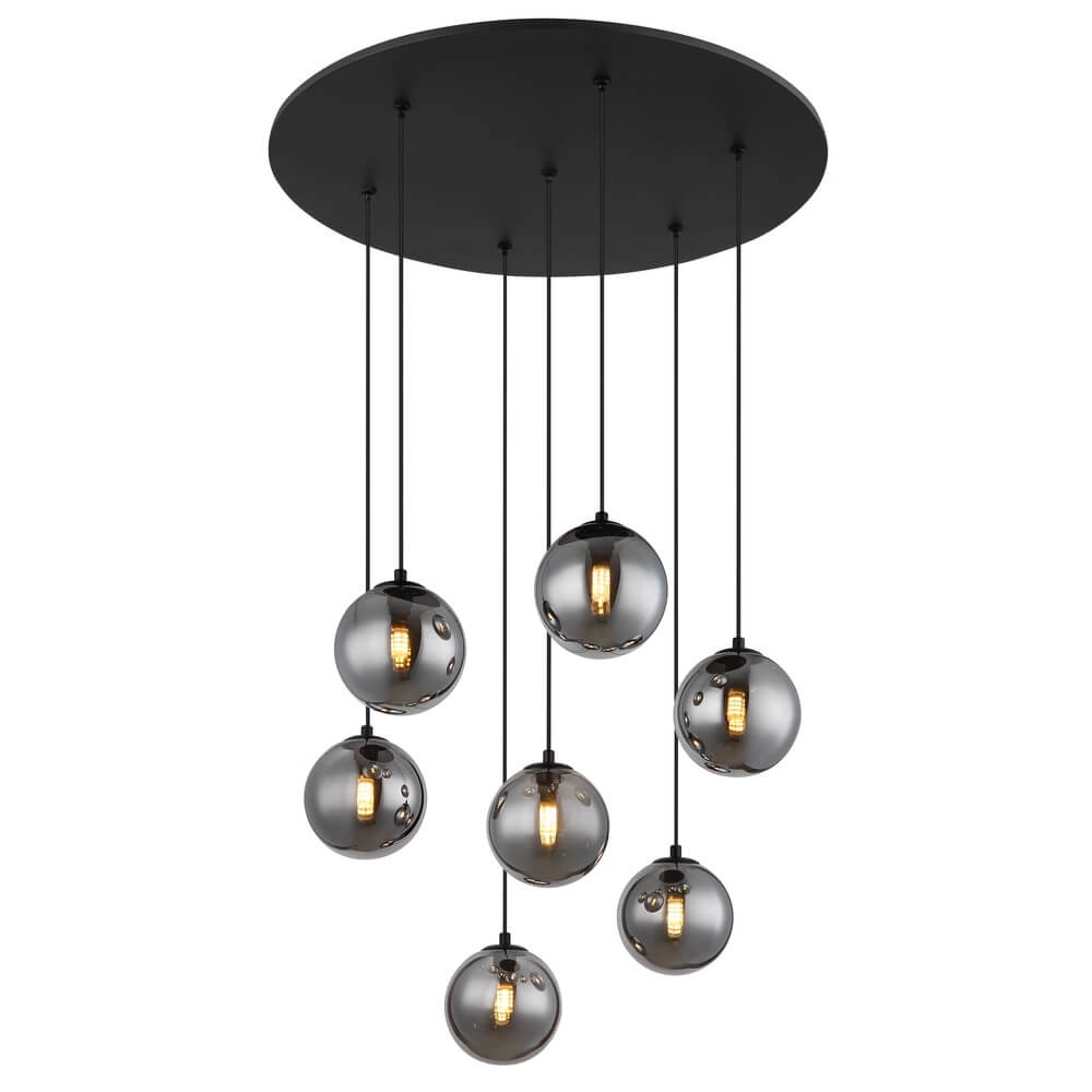 Zwarte hanglamp Riha 7-lichts