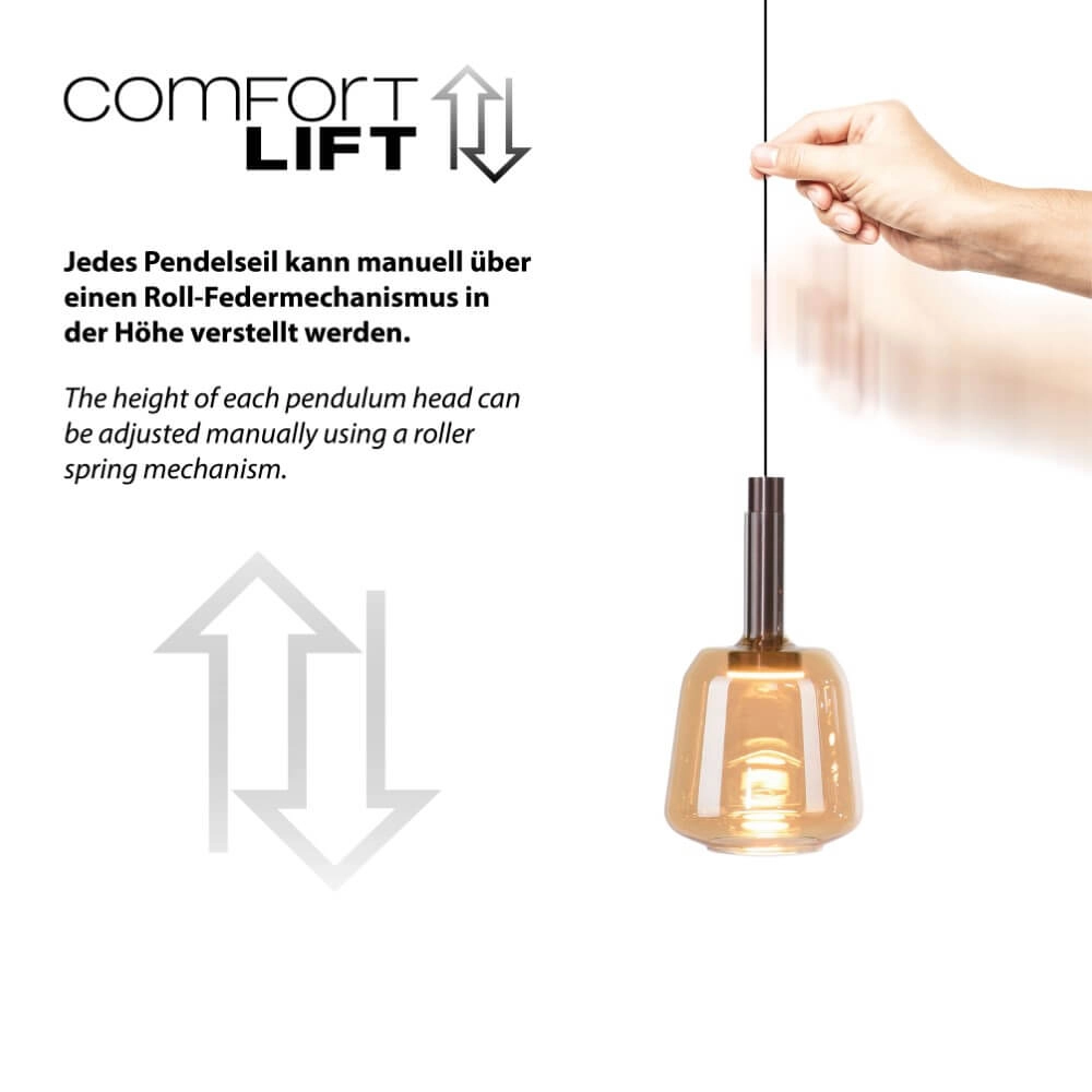 Vrolijke hanglamp Irides 3-lichts recht Paul Neuhaus 4012248383667