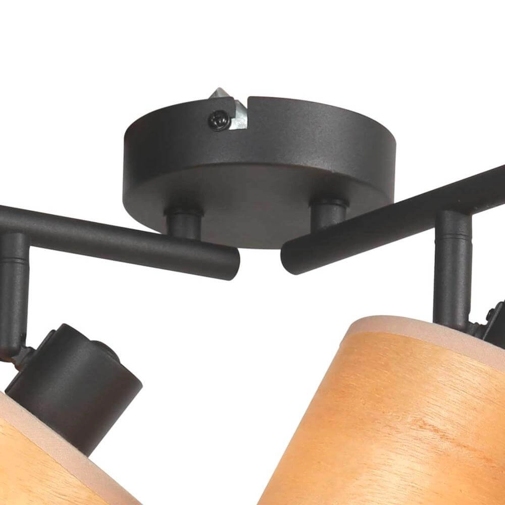 Plafondlamp Bambus zwart met bamboe 4-lichts Steinhauer 8712746171433