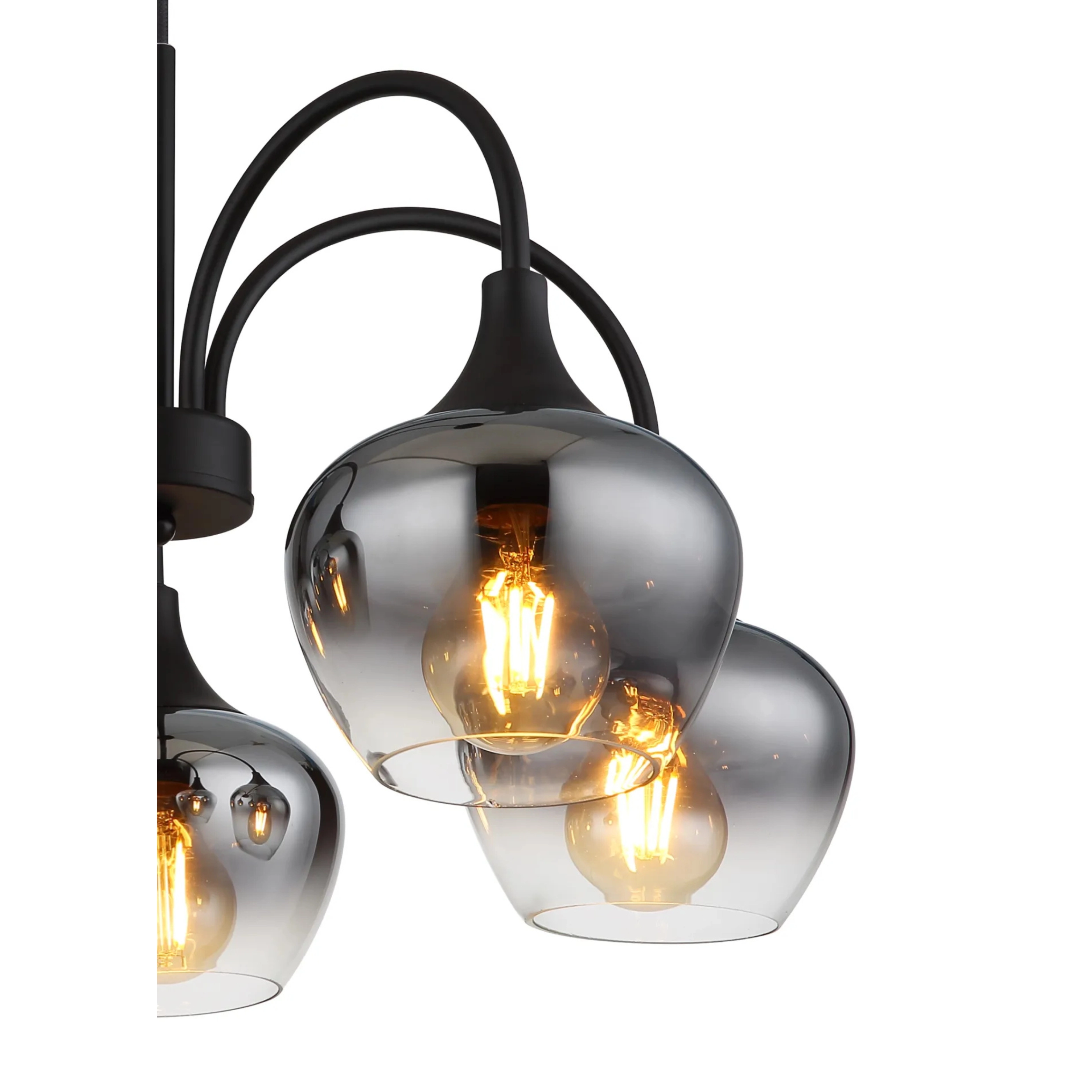 5-lichts hanglamp Maxy zwart met smoke glas Globo 9007371474189