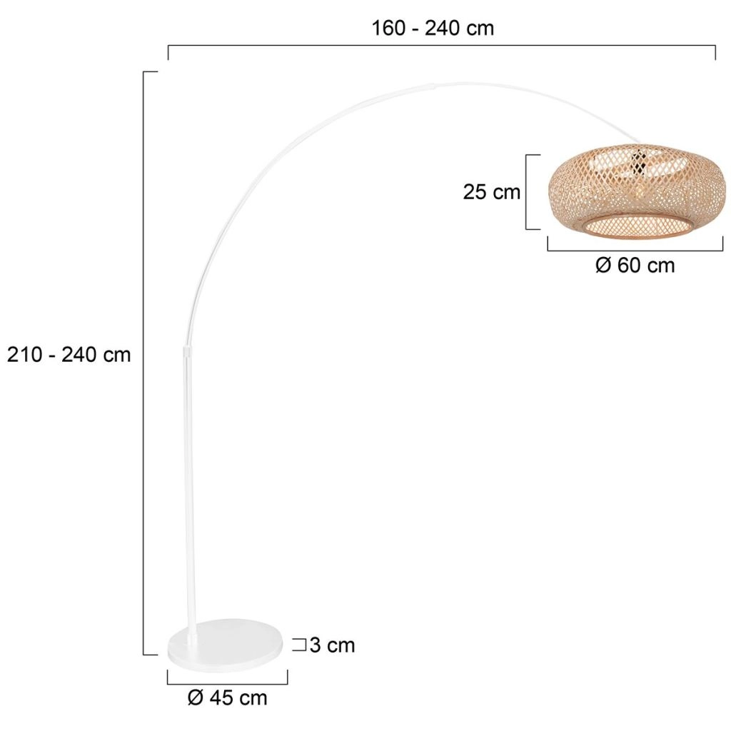 Witte booglamp Maze Naturel met rotan kap Steinhauer 8712746185812