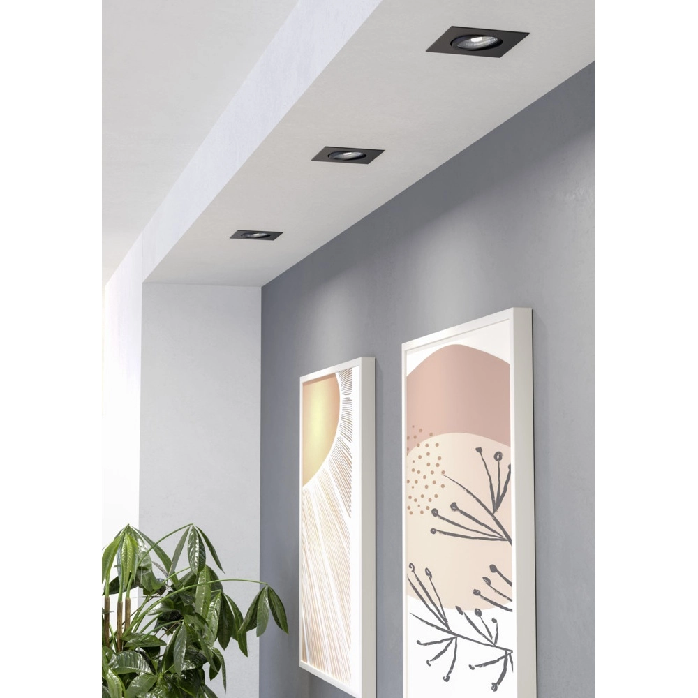 Set van 3 inbouwspots Saliceto vierkant zwart 4,8W Eglo 9008606358847