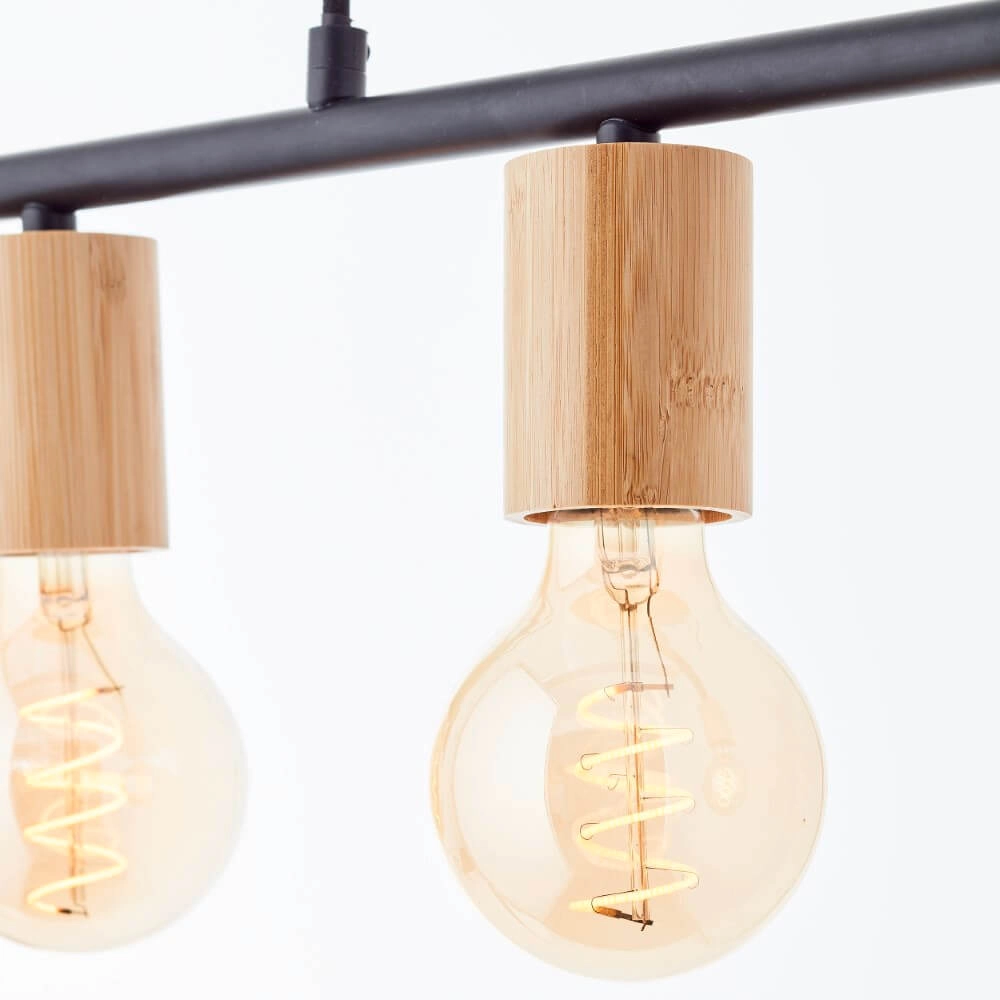 5-lichts hanglamp Kerry zwart met hout Brilliant 4004353408960