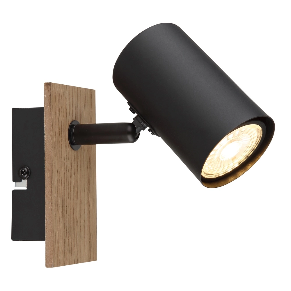 Wandlamp Linca zwart met hout