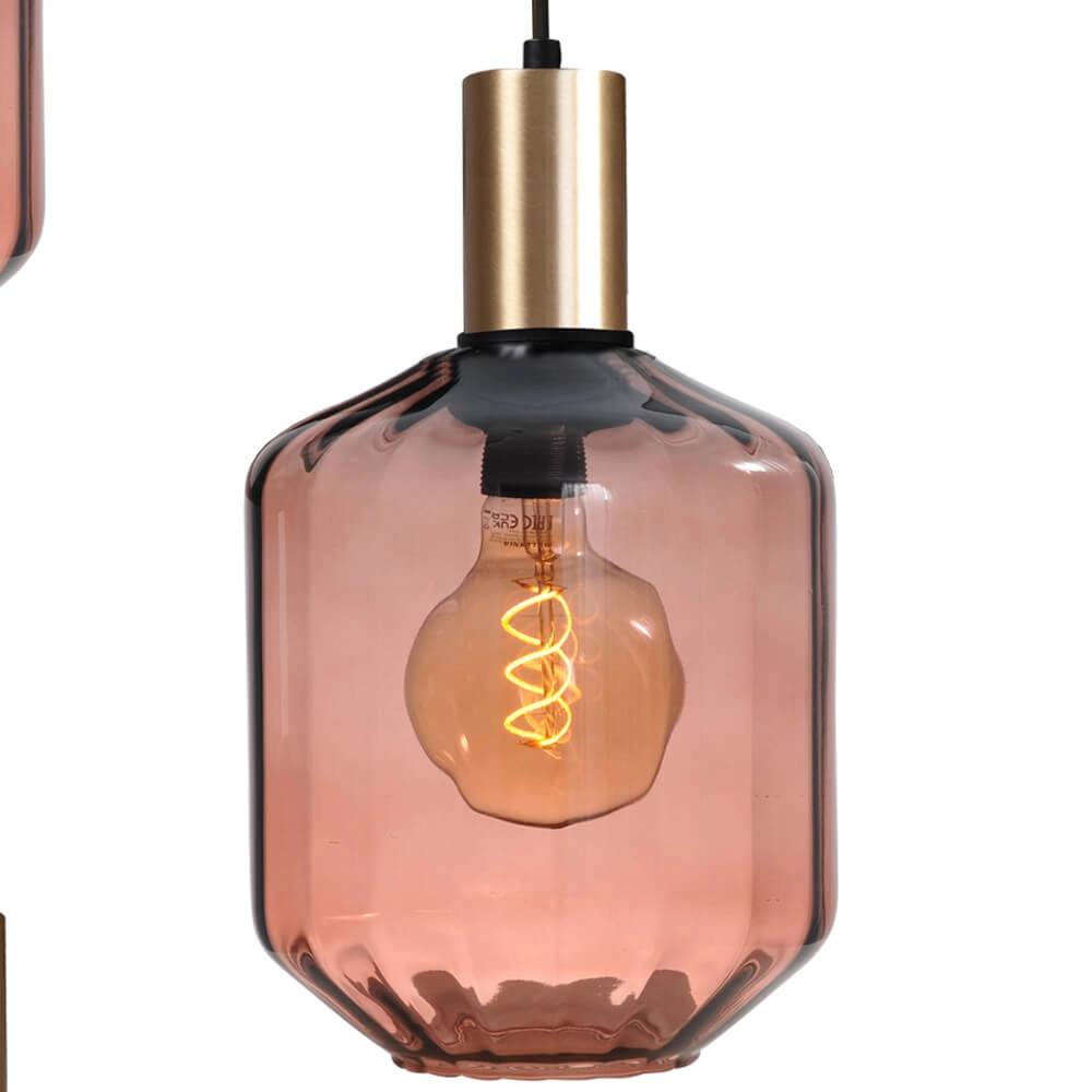 3-lichts vide hanglamp - goud - Porto met Jagger red glazen - Ø 24cm Masterlight 8718121270838