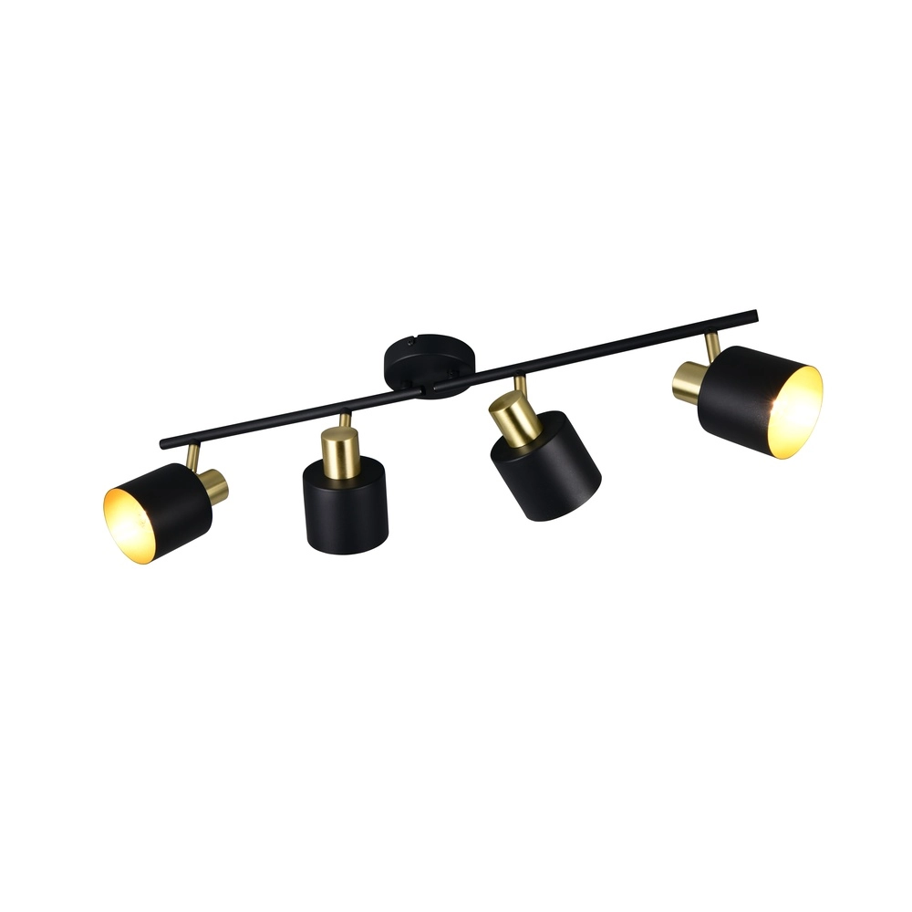 Plafondlamp Eva 4-lichts zwart met goud
