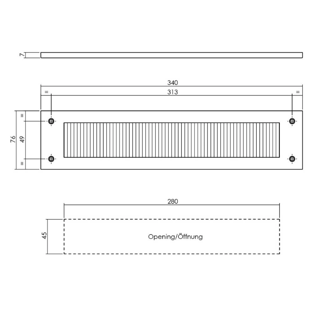 Tochtwering Posta recht zwart Intersteel 8714186400876
