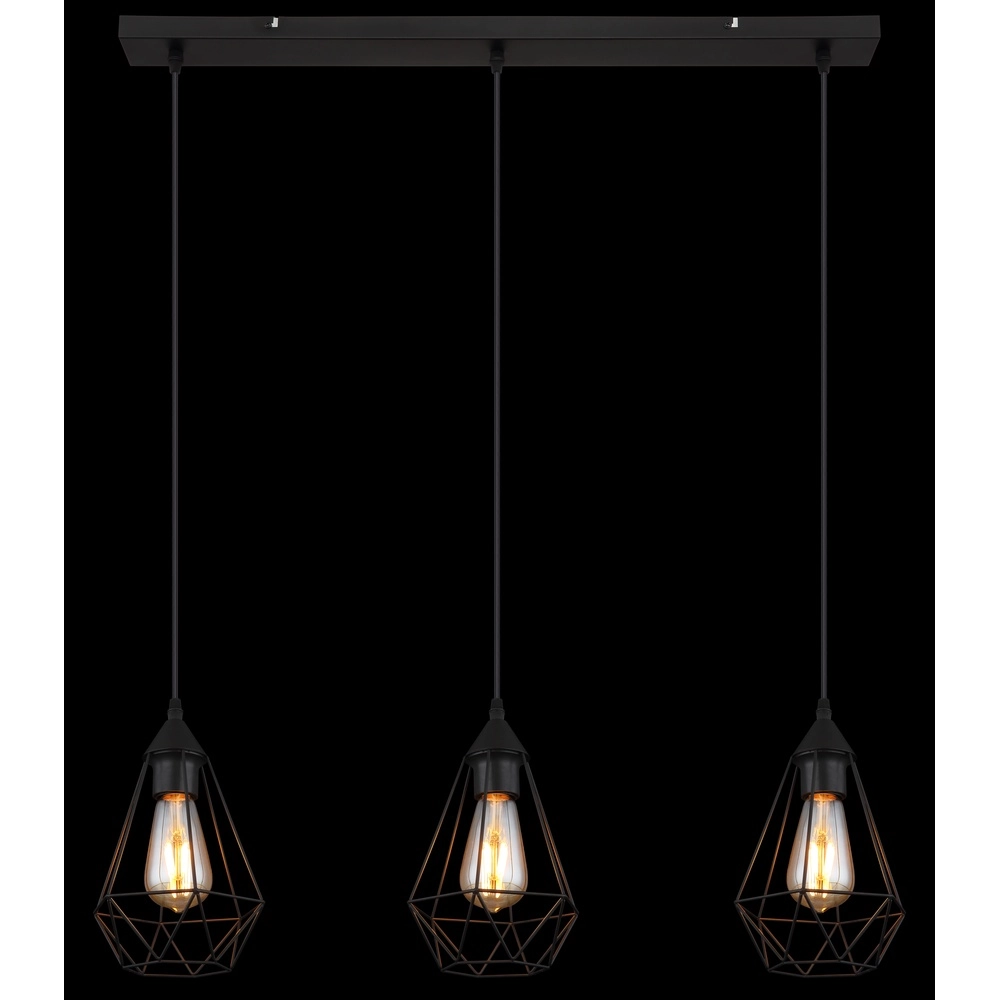 3-lichts hanglamp Zachary zwart Globo 9007371447909