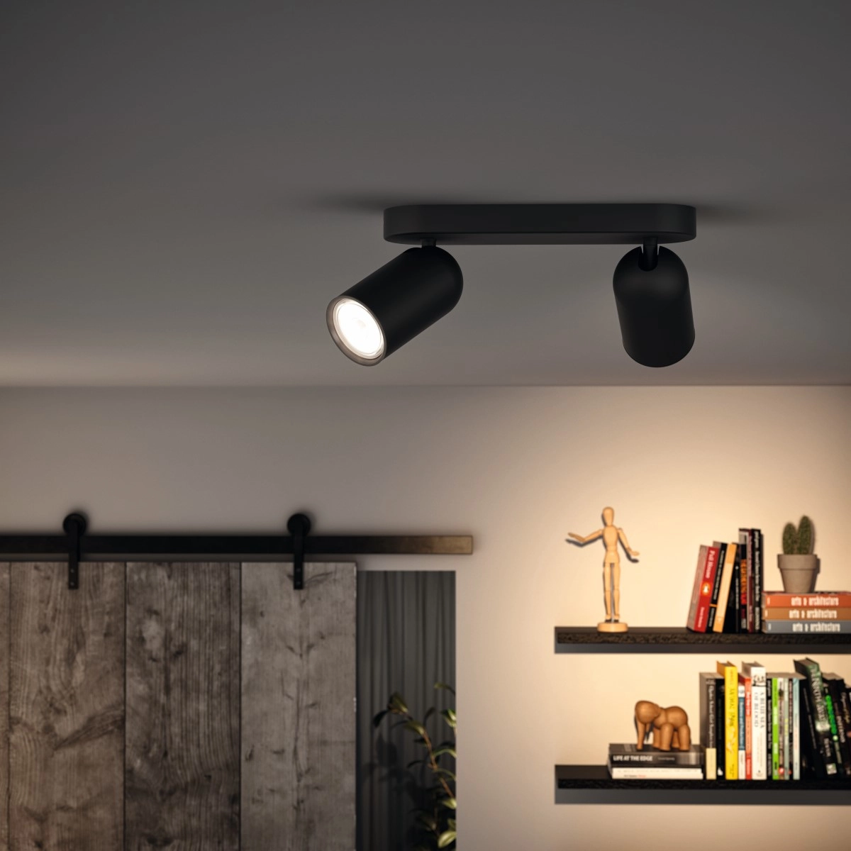 Opbouwspot Pongee 2-lichts zwart Philips 8718696164815