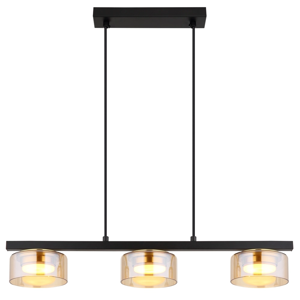 Design hanglamp Higgins zwart met amber glas Globo 9007371531813