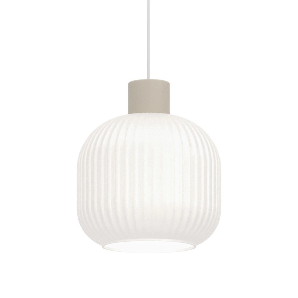 Design hanglamp Dasmina zand bruin met wit Ø 20cm