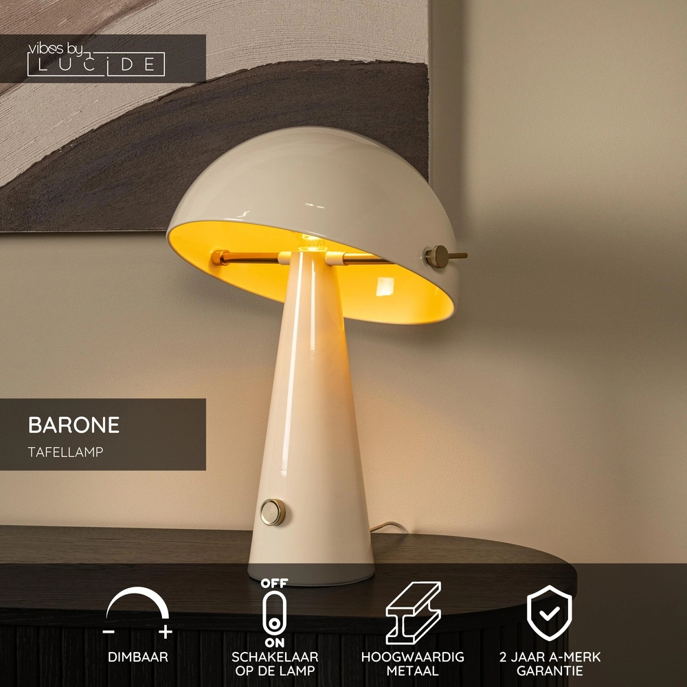 Tafellamp Barone taupe Ø 38cm Lucide Vibes 5411212650115