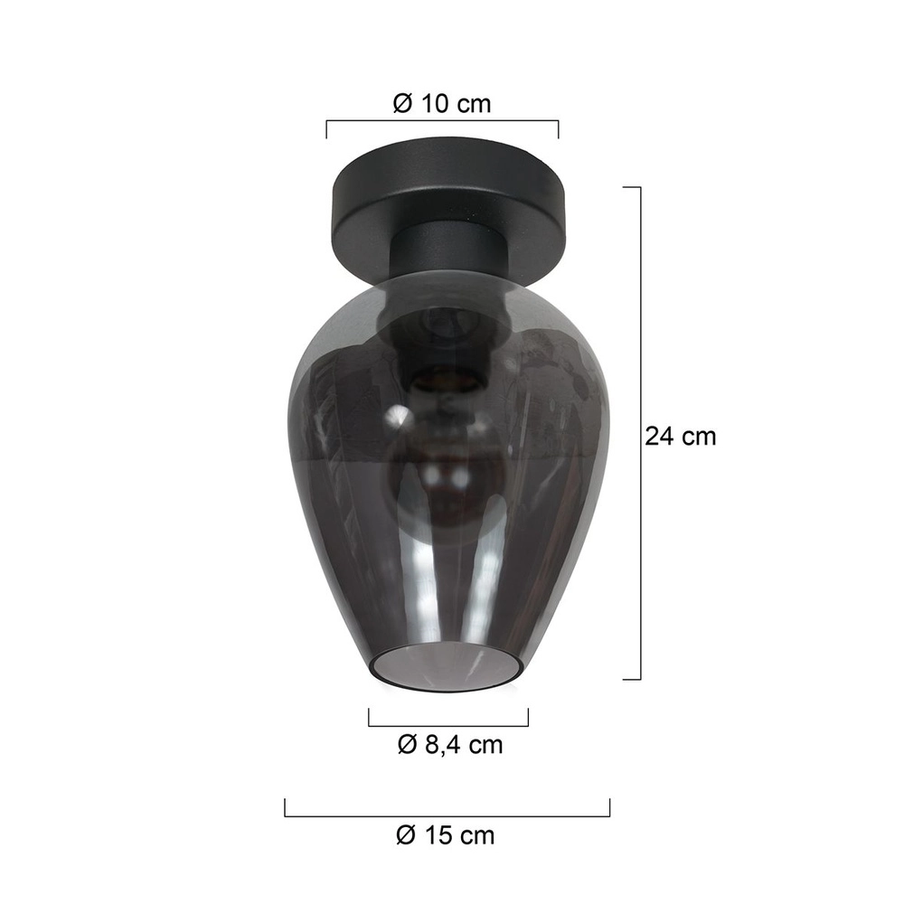 Plafondlamp Bloeba smoke glas Ø 15cm Steinhauer 8712746181074