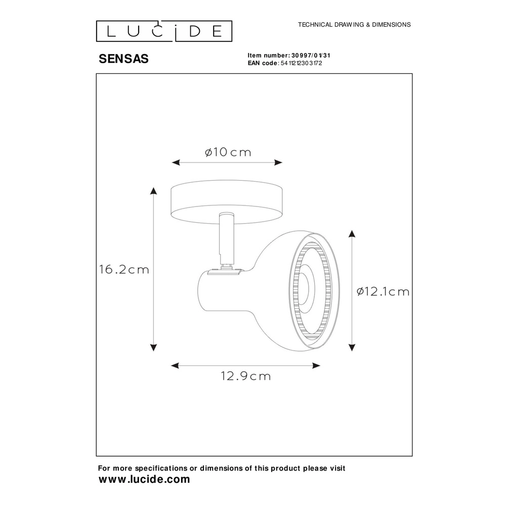 Plafondlamp Sensas wit design GU10 ES111 Lucide 5411212303172