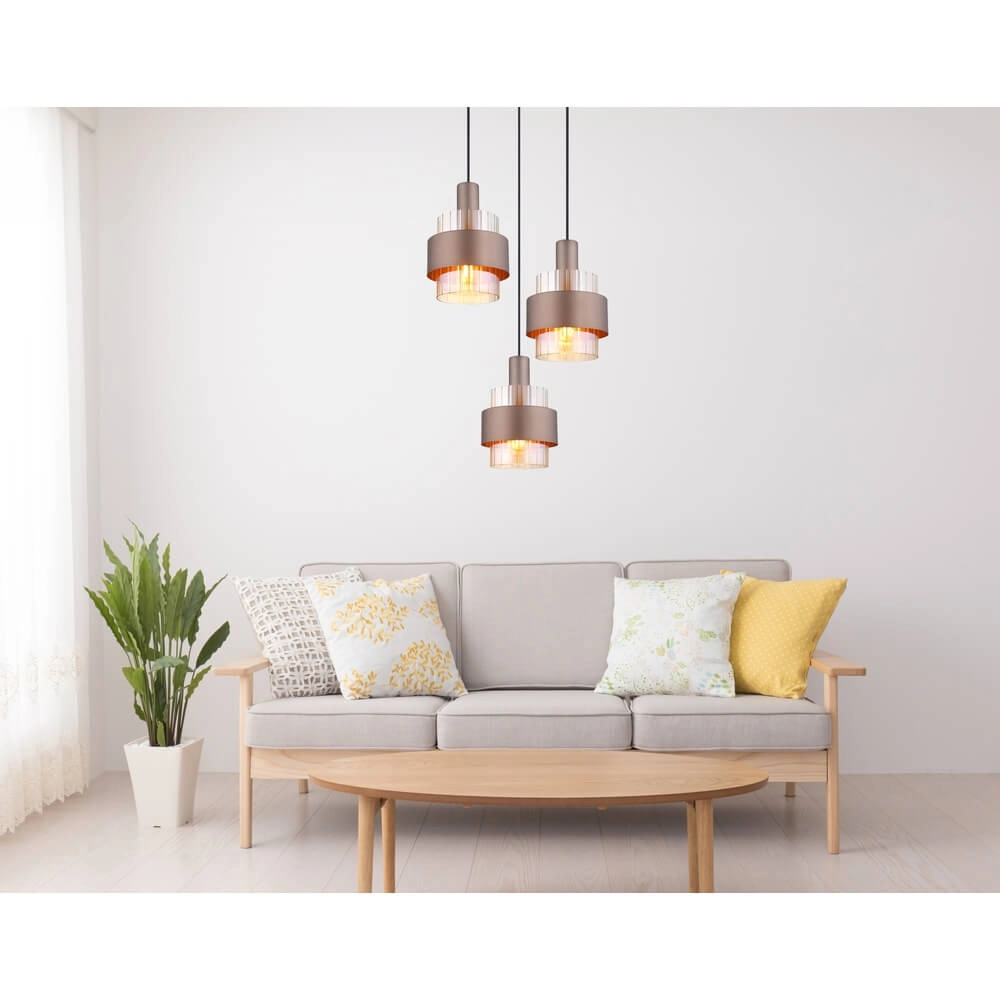 Hanglamp Milley brons Ø 45cm 3-lichts Globo 9007371465675