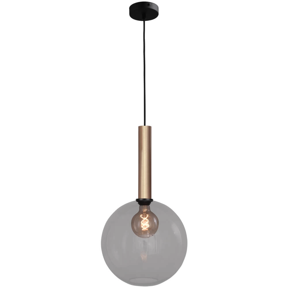Hanglamp Ø 30cm Bella 2 Messing goud met smoke glas