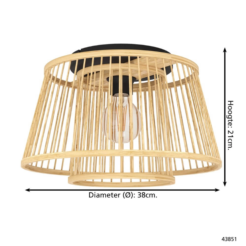 Houten plafondlamp Hykeham Ø 38cm Eglo 9002759438517