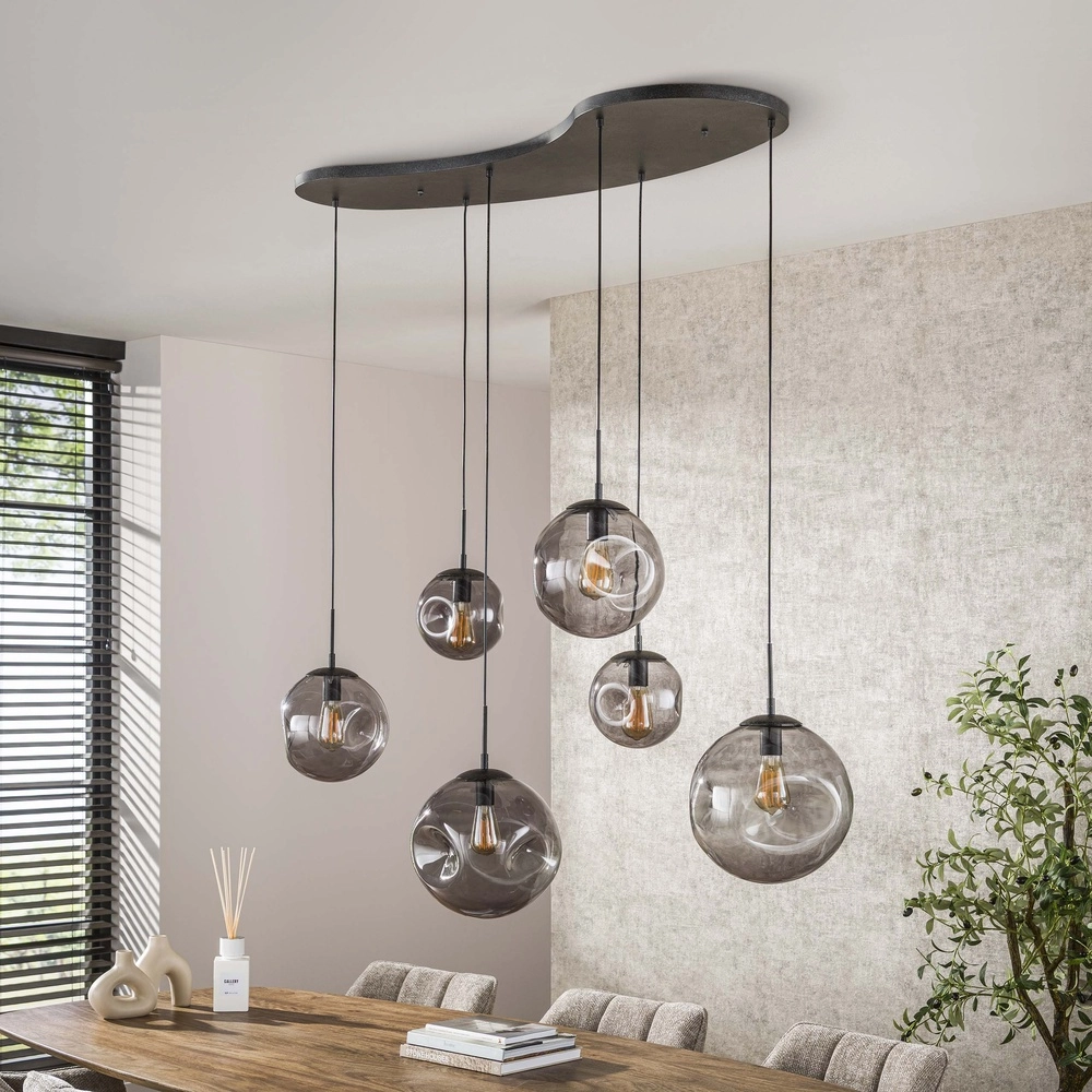 6-lichts hanglamp Stellar met organische plafondplaat Lyora 8716803511729