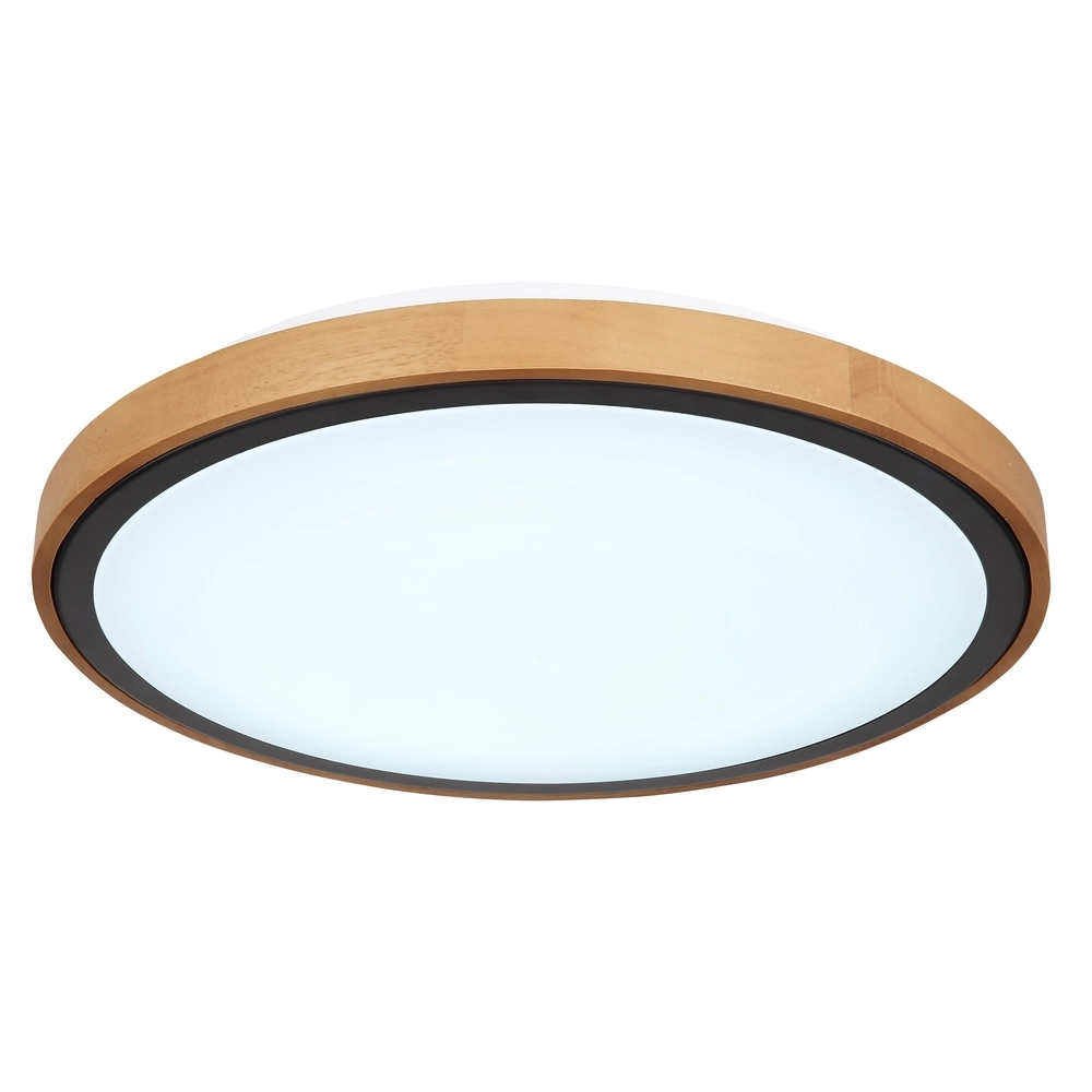 Plafondlamp Bruno Ø 43,7 zwart met hout Globo 9007371436484