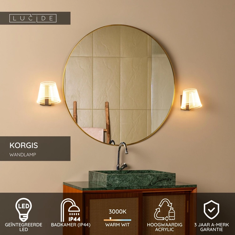 Wandlamp voor badkamer Korgis IP44 Lucide 5411212040602