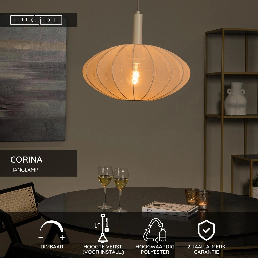Hanglamp Corina zand bruin Ø 50cm Lucide 5411212032010