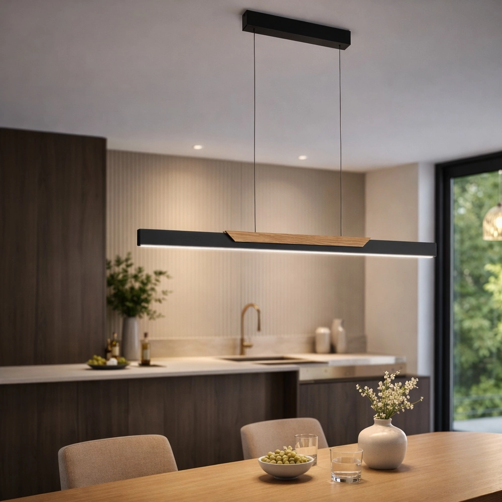Design hanglamp Arcus zwart met hout Brilliant 4004353463549