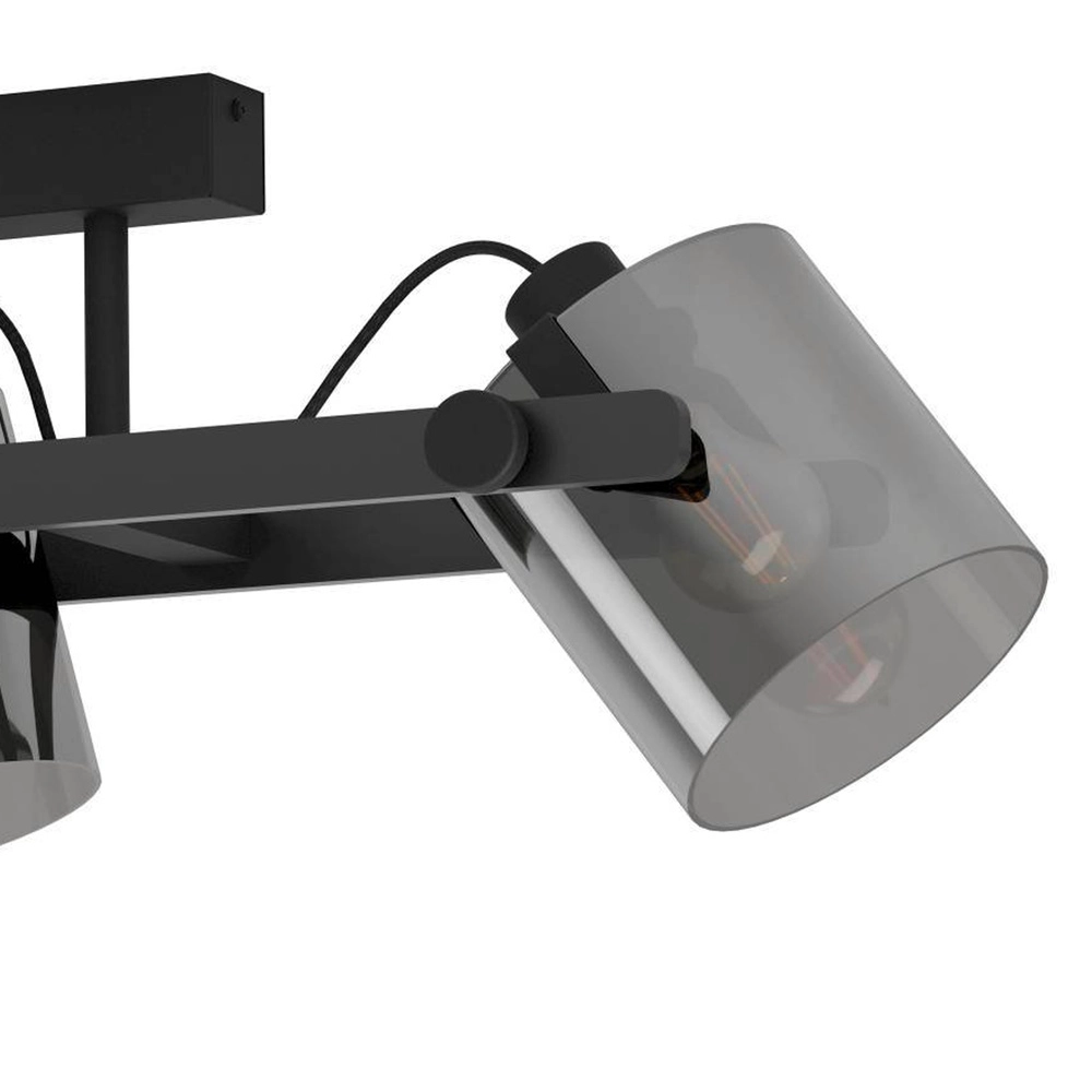 4L plafondlamp Hornwood 2 zwart met smoke glas Eglo 9002759436711