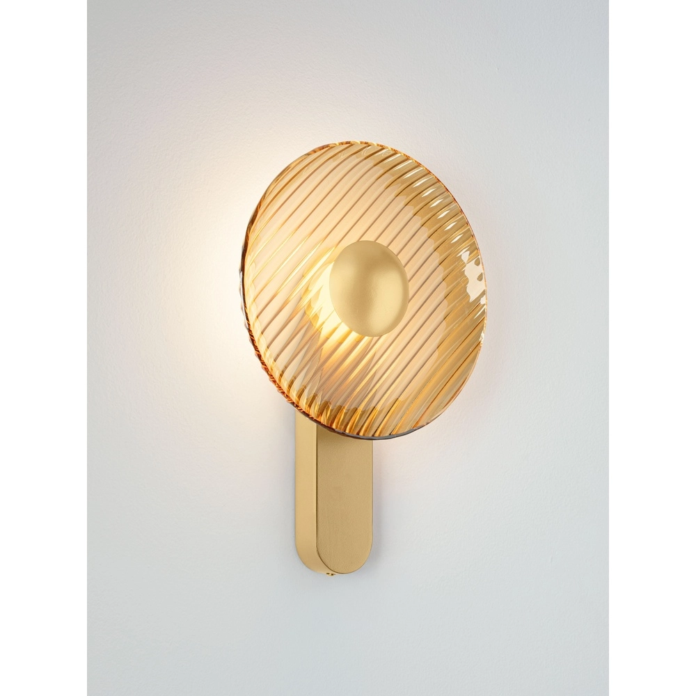 Design wandlamp Lavina goud met amber glas Ø 25cm Lyora 5212063501393