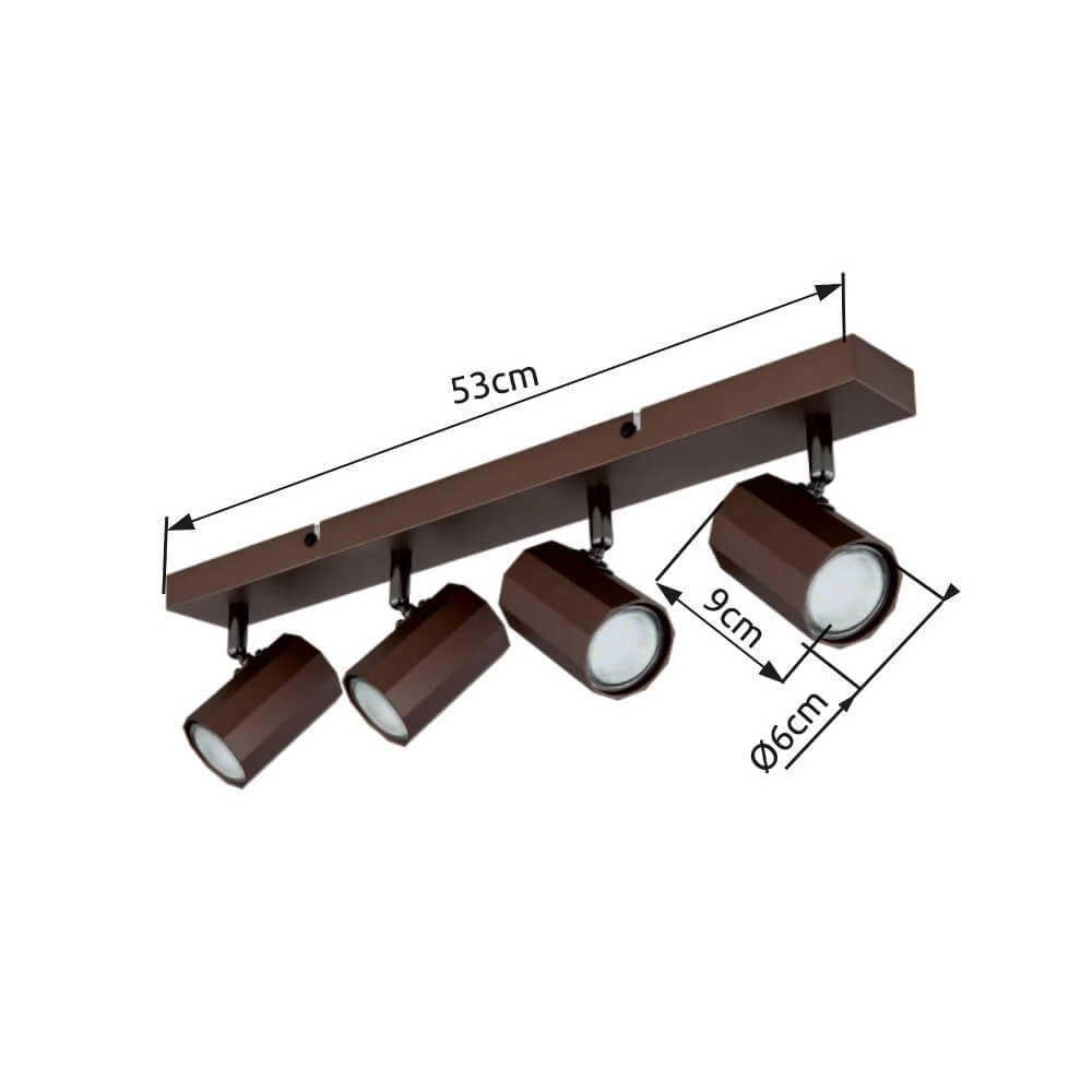 Bronzen plafondlamp James 4-lichts Globo 9007371456888