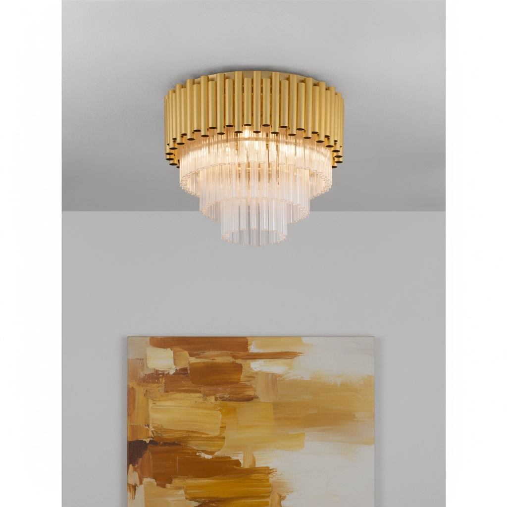 Plafondlamp Magnolia goud met kristal Ø 40cm