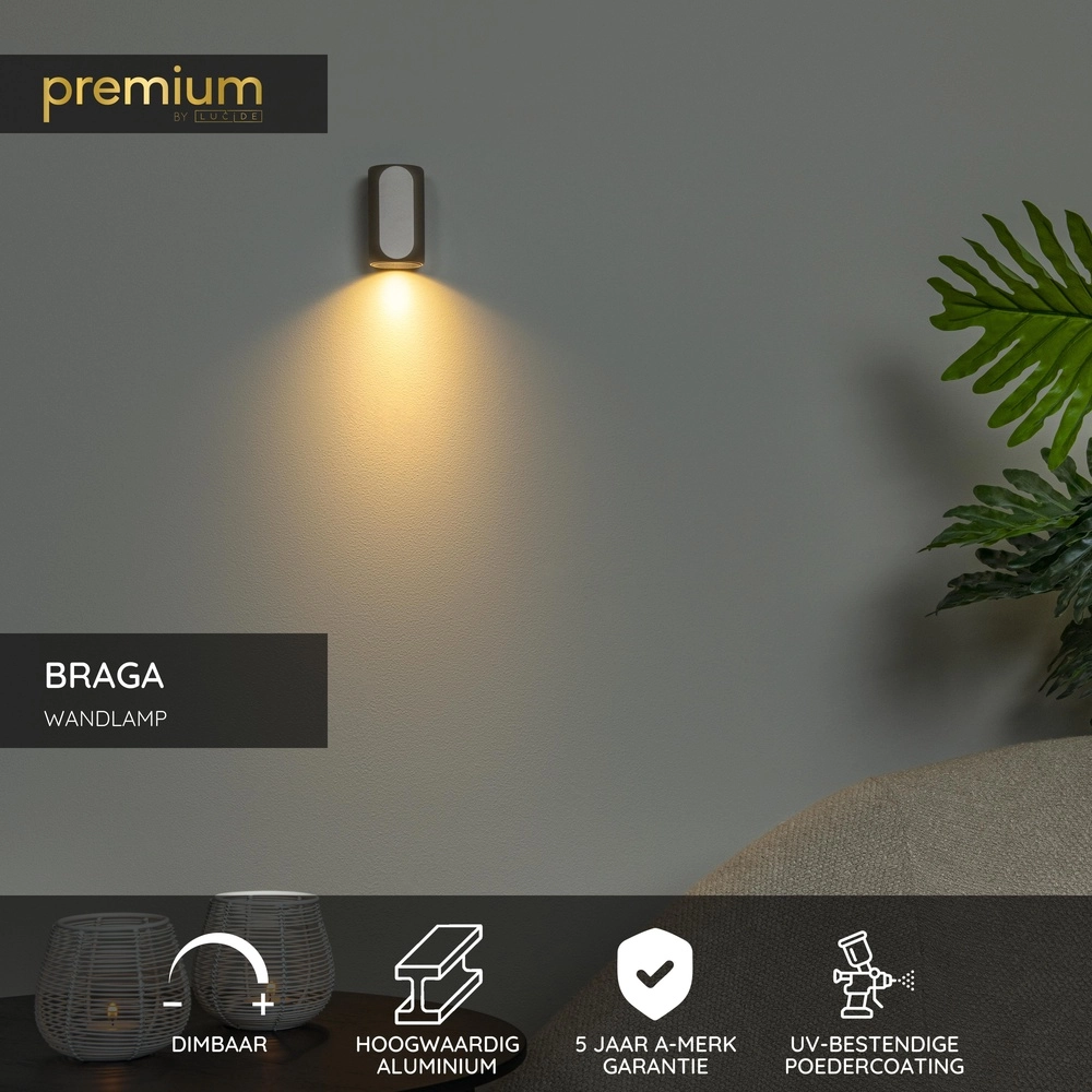 Champagne wandspot Braga down - 1x GU10 Premium by Lucide 5411212234360