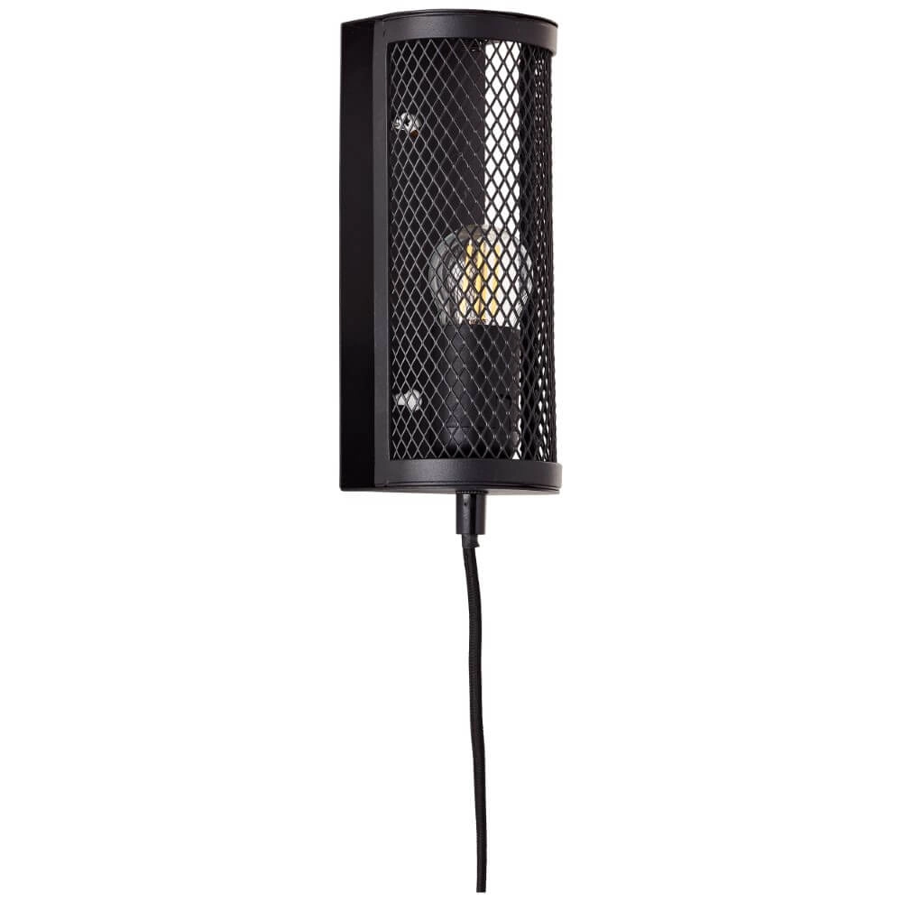 Zwarte Wandlamp Maze met gaas Brilliant 4004353409486