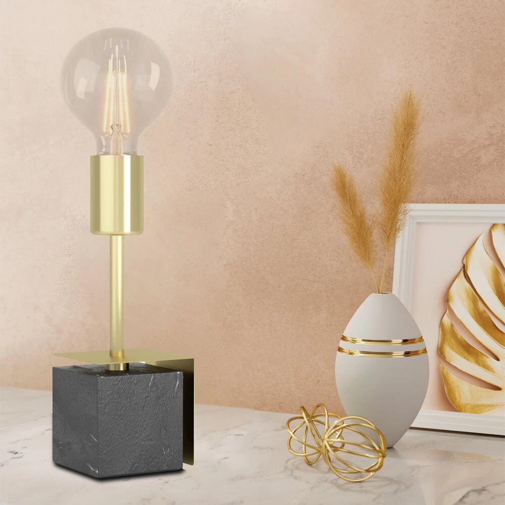 Gouden tafelamp Carmita met marmeren voet Stars of Light 9008606240470