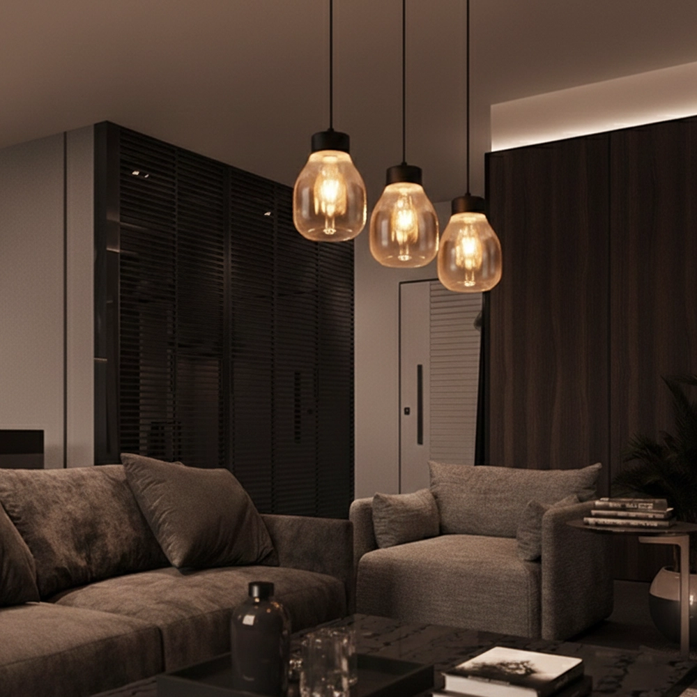 Hanglamp Blacu 3-lichts zwart recht