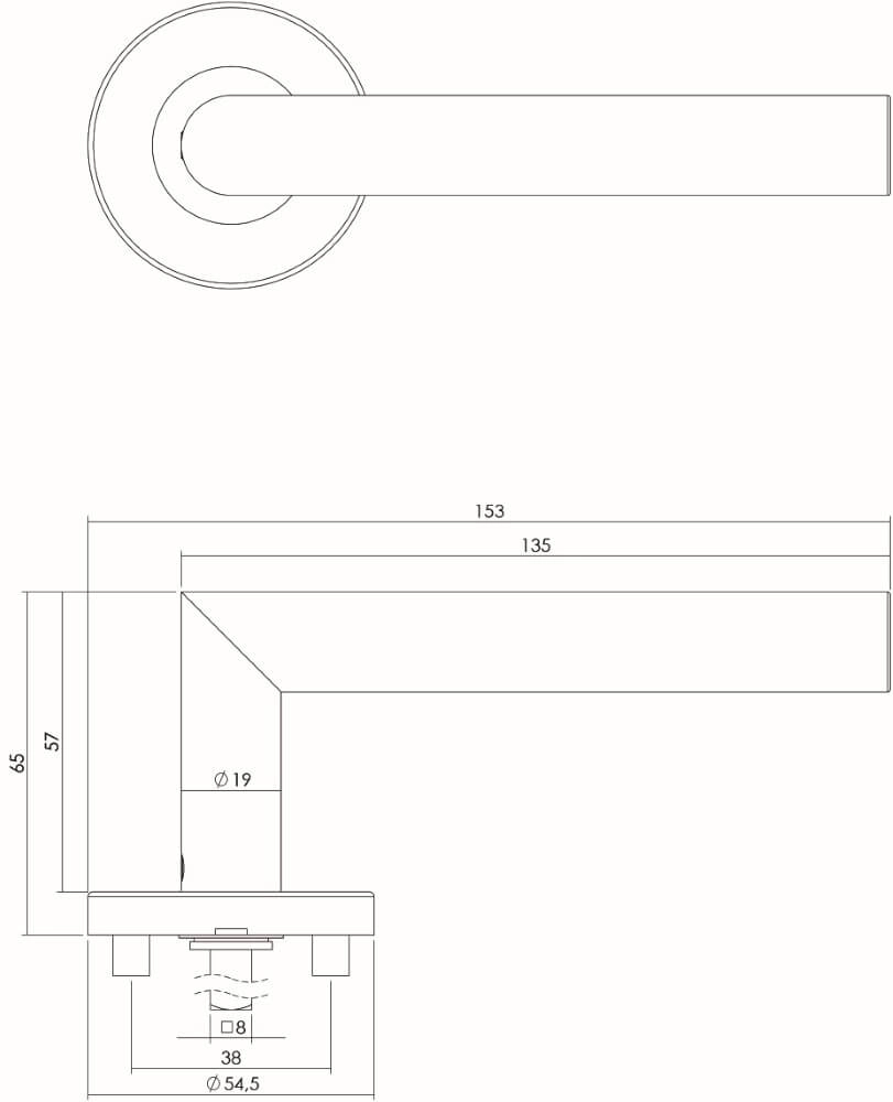 Deurklink Hoek 90 rozet RVS EN1906/4 Intersteel 8714186142325