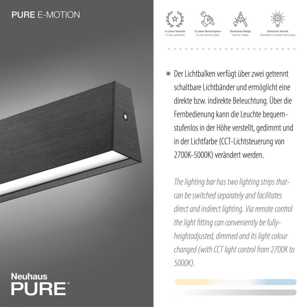 Design hanglamp Pure E-Motion grijs Paul Neuhaus 4012248372906