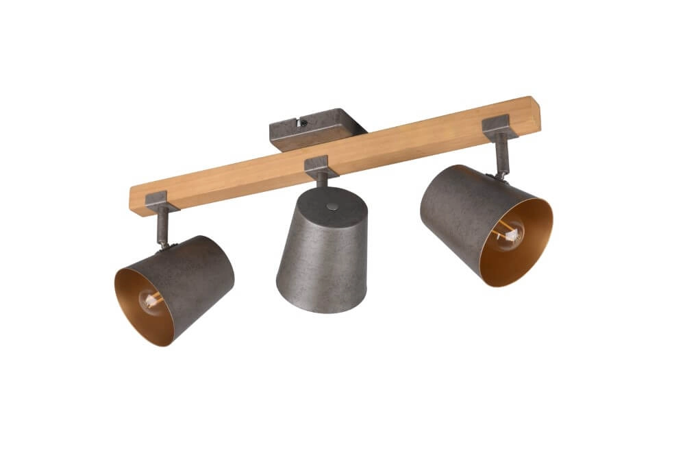 Spot Bell 3-lichts antiekgrijs met hout Spot Bell 3-lichts antiekgrijs met hout
