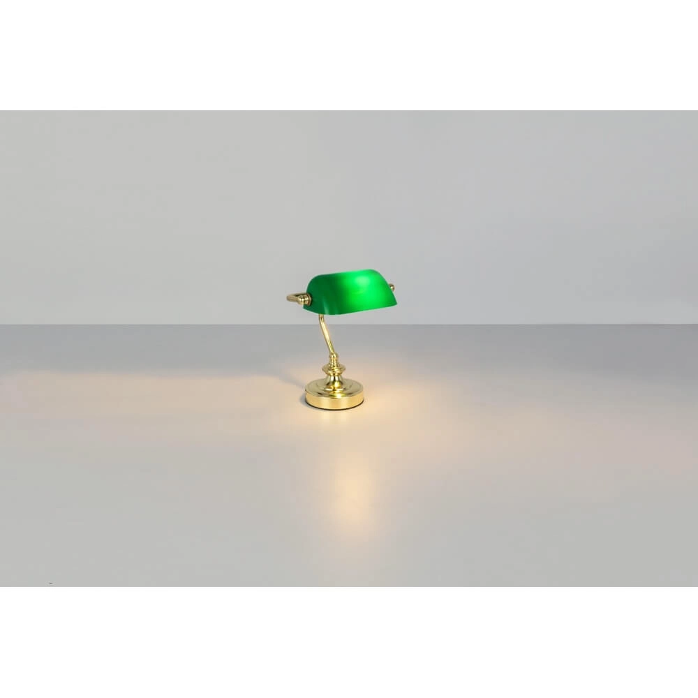 Klassieke bureaulamp Antique goud met groen glas Globo 9007371357451