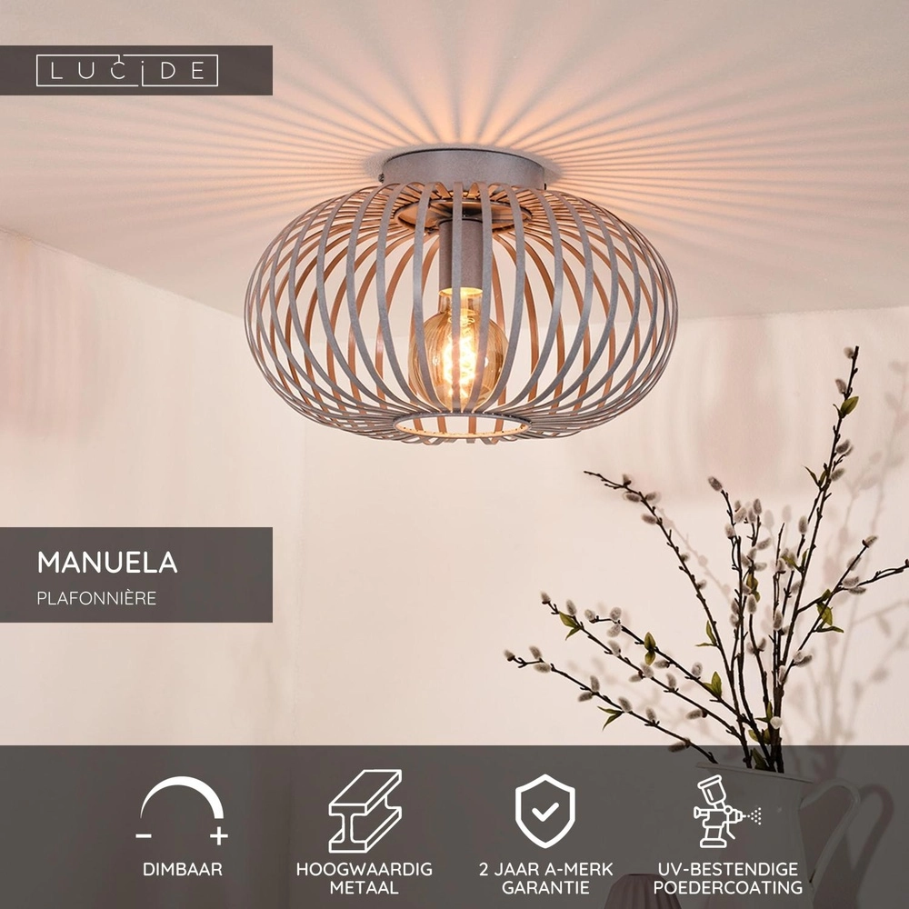 Plafondlamp Manuela Ø 39,5cm grijs Lucide 5411212782588