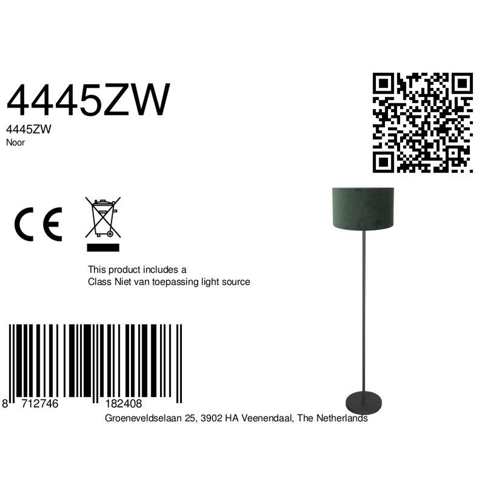 Zwarte vloerlamp Noor met groene kap Steinhauer 8712746182408