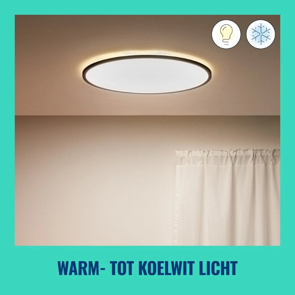 Slimme plafonnière SuperSlim Ø 55cm - zwart WiZ 8720169071018