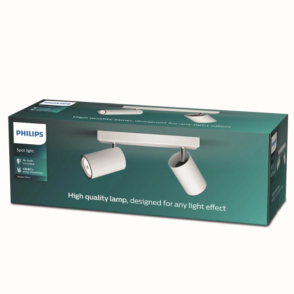 Witte plafondspot Kosipo 2-lichts Philips 8719514435230