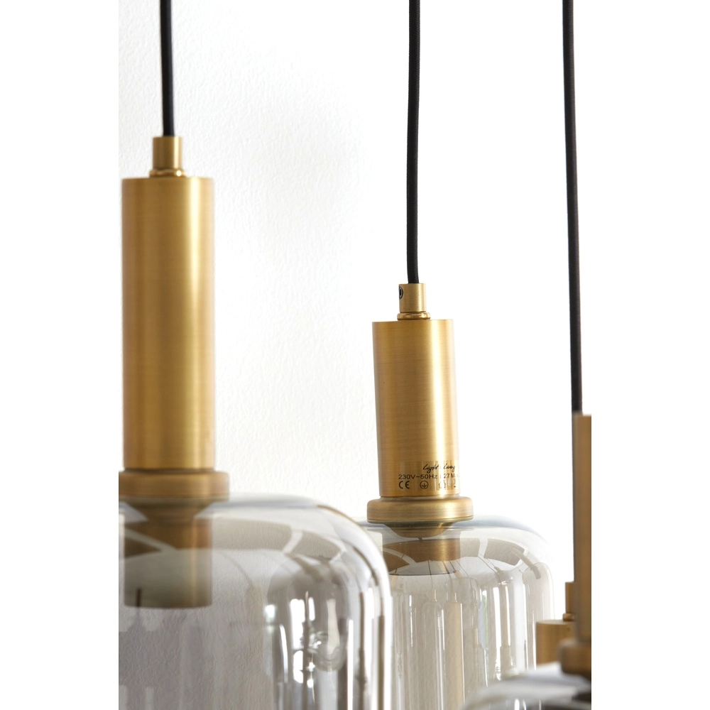 Vide hanglamp Lekar 9x E27 - messing met smoke glas Light & Living 8717807604592