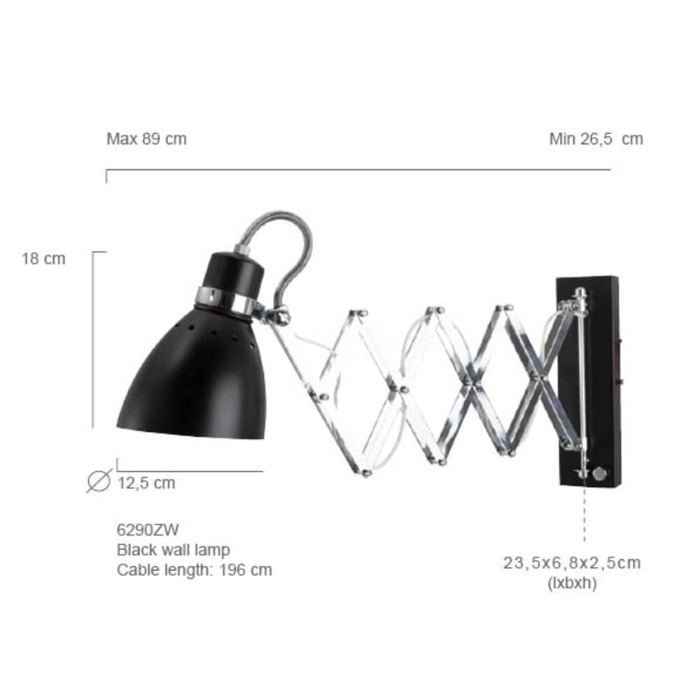 Schaarlamp Spring zwart met chroom Steinhauer 8712746068702