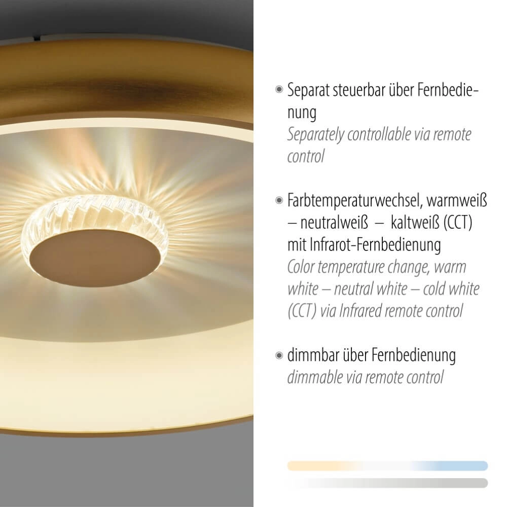 Ronde plafondlamp Vertigo messing Ø 61,5cm Just Light 4043689995096