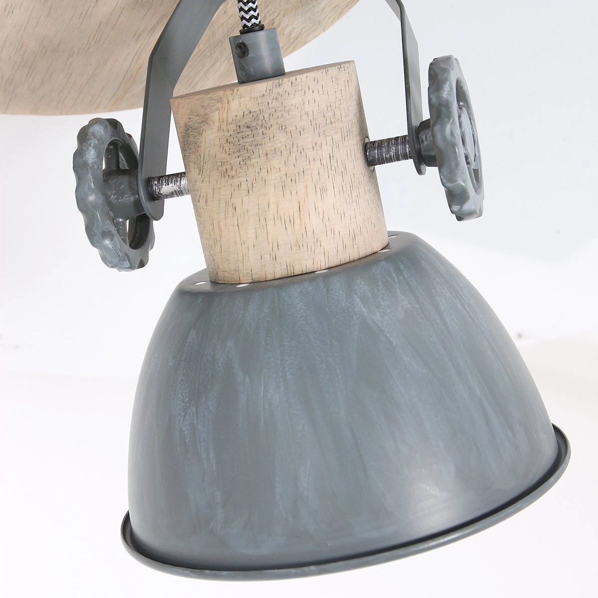 Industriële plafondlamp Gearwood 3-lichts vintage grijs met hout Steinhauer 8712746135404