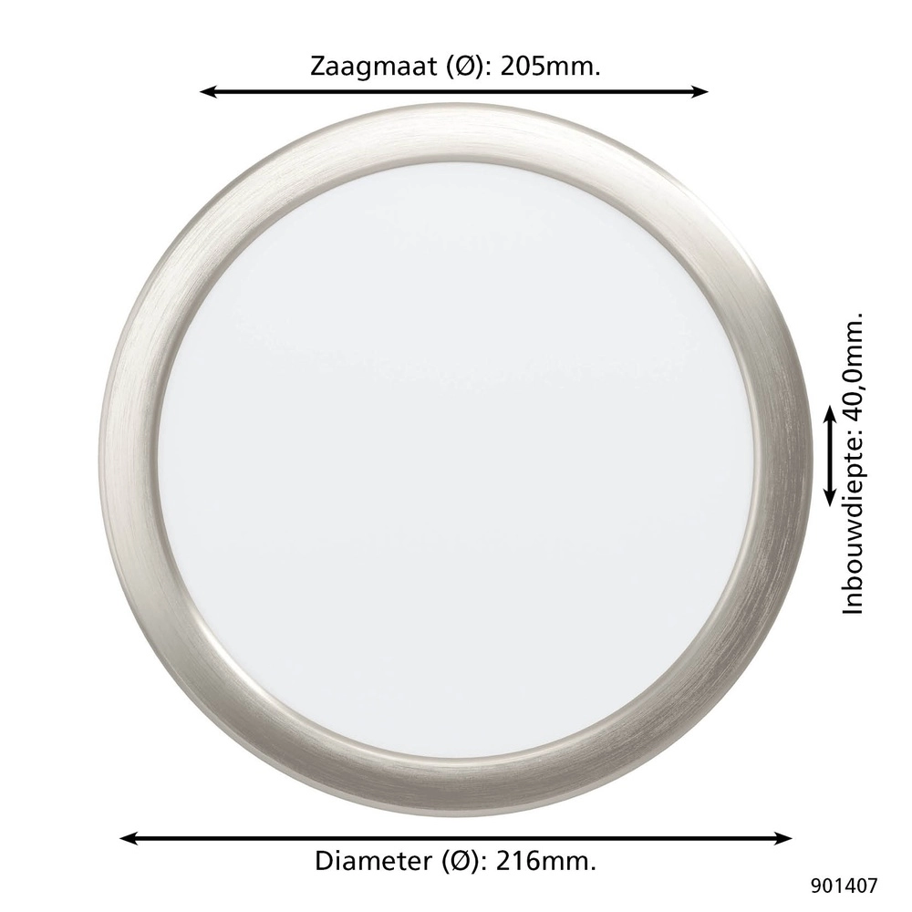 Inbouw lamp Fueva 6 rond - rvs - Ø 21,6cm Eglo 9008606330867