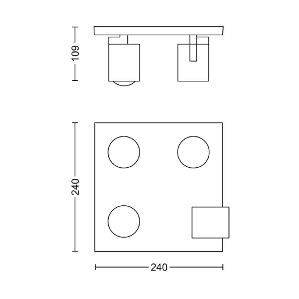 Zwarte plafondspot Runner 4-lichts Philips 8719514435353