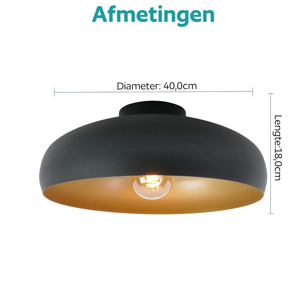 Zwarte plafondlamp Mogano Ø 40cm - 1x E27 Eglo 9002759318499