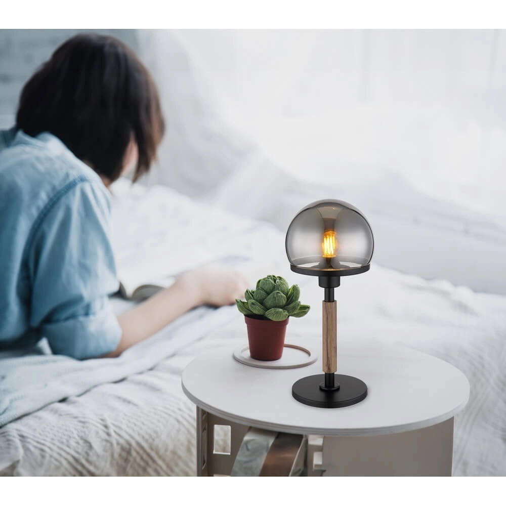 Tafellamp Haku zwart met smoke glas Globo 9007371447695